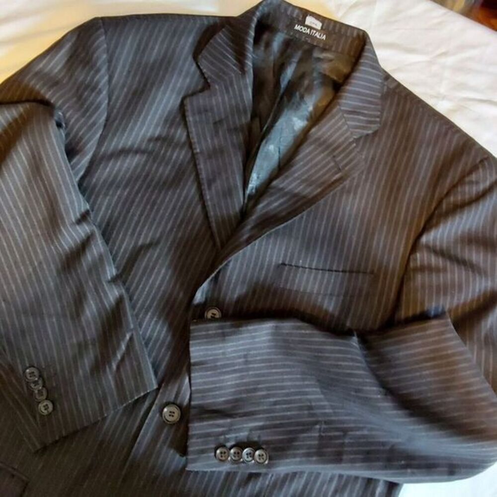 Henry Uomo Men's Suit Blazer Sport Coat Jacket 40R Black Pinstripe Classic